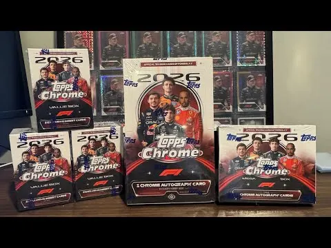 2026 Topps F1 Chrome - Value, Mega, and Hobby box open and comparison — image from YouTube