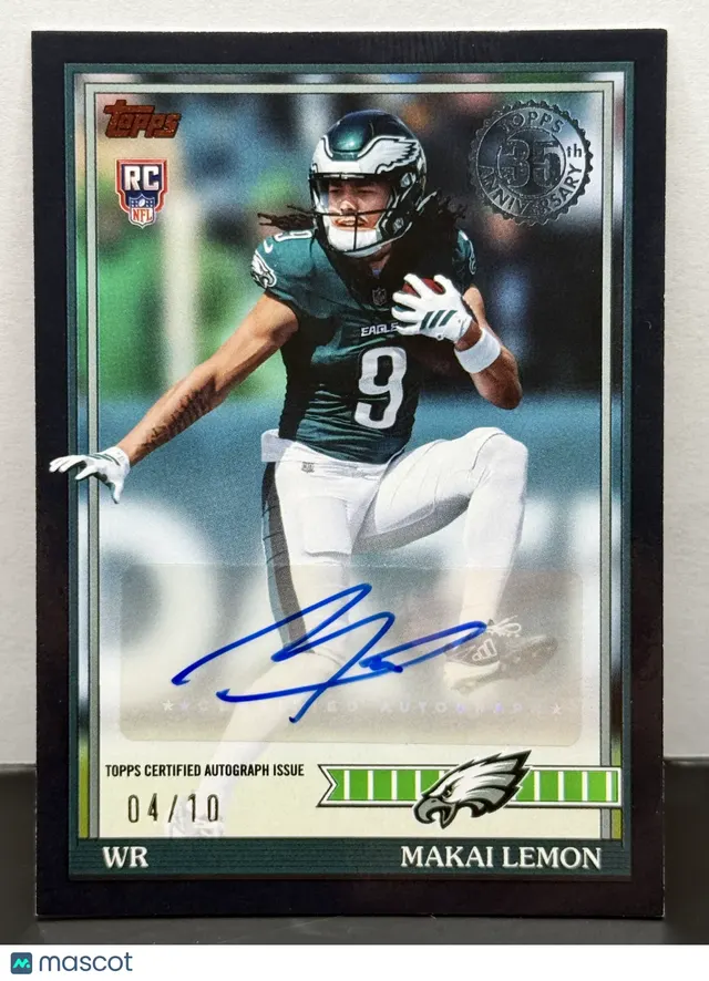 2026 Topps Flagship Football Makai Lemon RC 91 Topps Throwback Black AUTO 4/10 — image from Fanatics Collect (ex-PWCC)