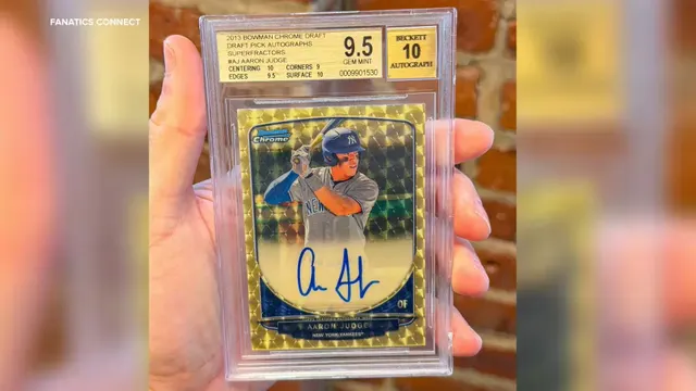 Aaron Judge 1-of-1 Bowman Chrome baseball card sells for $5.2M, a modern-day record — image from ABC7 New York