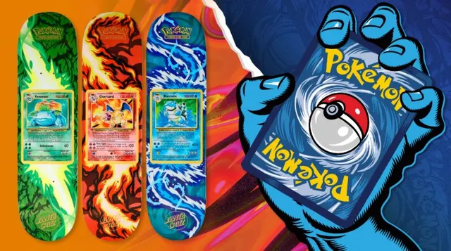 Pokémon TCG and Santa Cruz launch 30th anniversary blind bag skateboard decks — image from Pokemon Blog