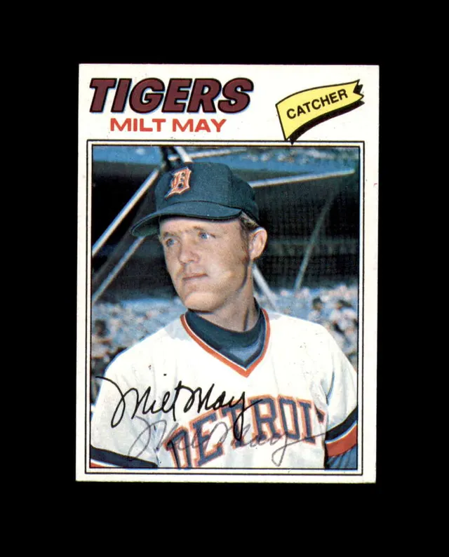 Milt May Signed Original 1977 Topps Detroit Tigers Autograph — image from Fanatics Collect (ex-PWCC)