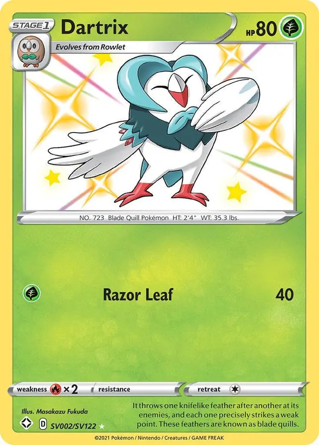 Dartrix (SV002/SV122) [Sword & Shield: Shining Fates] - Moderately Played Holofoil — image from Fanatics Collect (ex-PWCC)