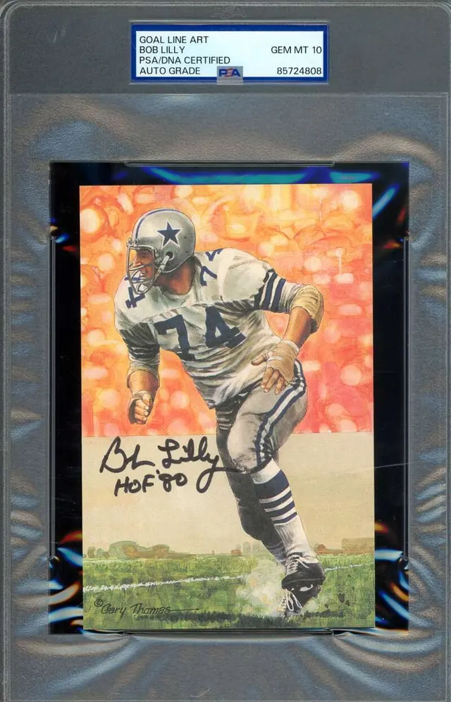 Bob Lilly Gem Mint 10 PSA DNA Signed Goal Line Art Card GLAC Autographed HOF 80 — image from Fanatics Collect (ex-PWCC)
