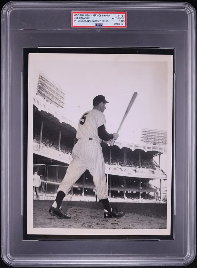 1949 Original International News Service Photo Type 1 Joe DiMaggio PSA AUTH — image from Fanatics Collect (ex-PWCC)