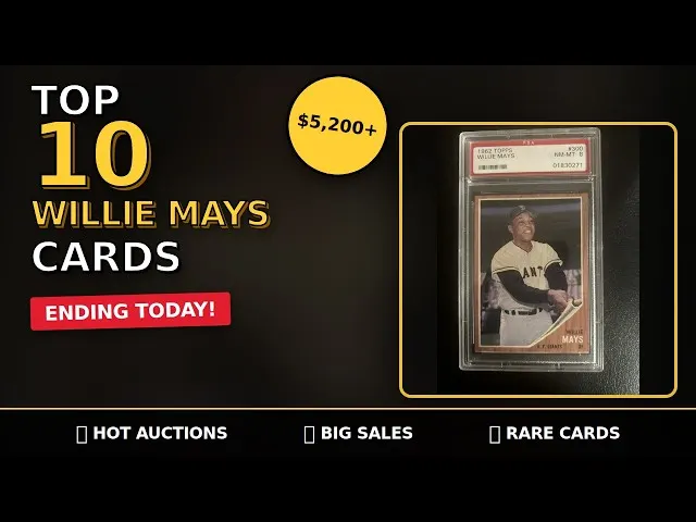 🔥 TOP 10 Willie Mays Card Auctions Ending TODAY! 💰 One Will Sell For OVER $5,200! Andrea… — image from Unisba Media