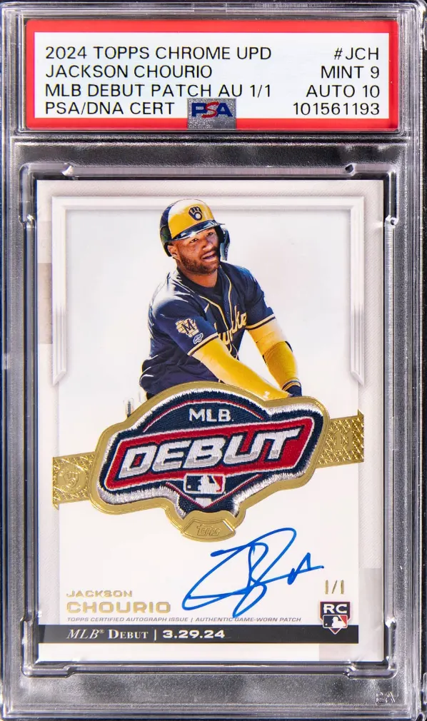 MLB Debut Rookie card of Brewers star Jackson Chourio headlines auction during World Series — image from Sports Collectors Digest
